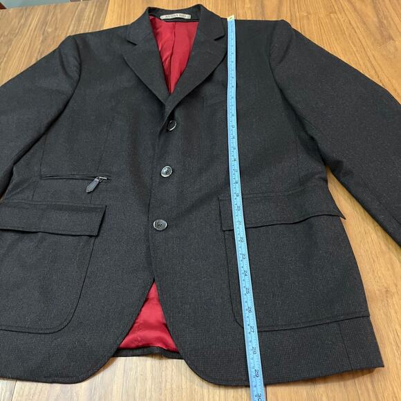 Riviera Red Blazer Size 42R Elbow Patches Wool Houndstooth Boston - Picture 8 of 11
